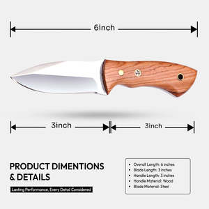 Couteau à désosser Burraq fait main en acier D2 avec manche en bois et étui en cuir, parfait pour le camping et la chasse, idéal pour les cadeaux, fabrication OEM - Product Image 3