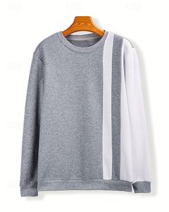 ODM coton blanc col rond uni sweats matériaux originaux pull hommes sueur porter broderie O cou chemise - Product Image 5