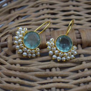 แฟชั่นล่าสุดทำด้วยมือทองชุบทองเหลืองต่างหูห้อยต่างหูหินชุบทองต่างหูเครื่องประดับแฟชั่นผู้หญิงต่างหู - Product Image 1