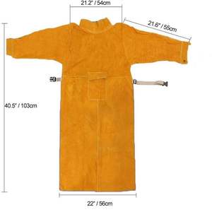Abrigo de soldadura de cuero de longitud completa Chaqueta de soldadura completa a prueba de llamas ideal para soldadores de construcción Aparejadores instaladores de tuberías trabajadores del acero - Product Image 2