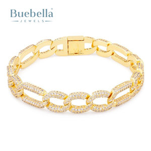 10mm Fine Jewelry Iced Out <b>Gold</b> <b>Plated</b> 925 Sterling Silver Cuban Bracelet Moissanite Men's Bracelets & <b>Bangle</b> - Product Image 1