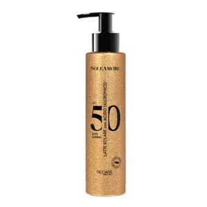 High Quality Made in Italy Sun Milk SPF 50 Soleamore with Hyaluronic Acid for Fair and Sensitive Skin Anti Sand 200 ml