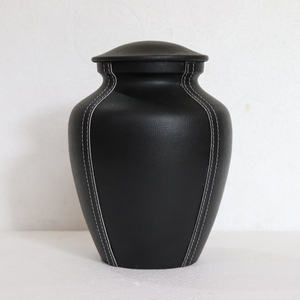 Urne funéraire moderne en cuir noir de qualité supérieure et en aluminium pour cendres humaines, fournitures commémoratives funéraires, urne pour cendres humaines - Product Image 1