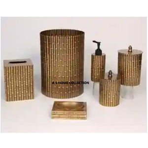 Nouvelle vente directe en usine ensembles de salle de bain décoratifs en métal plaqué or 6 pièces pour hôtel - Product Image 3