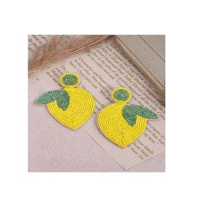 Pendientes de Aro con Cuentas de Vidrio Bordadas a Mano, Diseño Moderno, Chapados en Oro, para Mujeres y Niñas, Modelo Rodio - Product Image 5