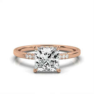 Bague de fiançailles en or massif 14 carats et 18 carats personnalisable bande de bijoux fins classiques avec diamant pour l'anniversaire de mariage des femmes - Product Image 3