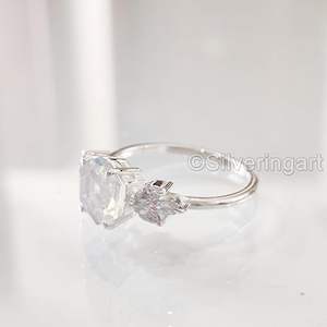 แหวนผู้หญิง โอปอลธรรมชาติ พลอยประจำเดือนตุลาคม ของขวัญคริสต์มาส ของขวัญวันครบรอบ แหวนซ้อนกันได้ เครื่องประดับ แหวนเงินแท้ 925 - Product Image 4