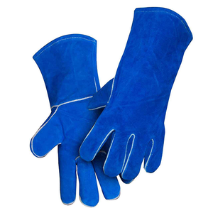 Guantes de soldadura OEM resistentes al calor de cuero Partido de vaca/guantes de soldadura aprobados EN388/guantes de seguridad de protección de manos al por mayor 14" - Product Image 4