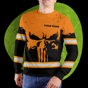 Customizable Hi Vis <b>Long</b> Sleeve Reflective Skull T-Shirt Safety Workwear Men Unisex Casual Style Customized Logo Veteran <b>Vest</b> - Product Image 4
