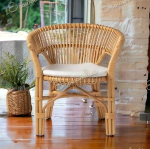 เก้าอี้หวายไม้ไผ่พร้อมที่เท้าแขนเก้าอี้สวนไม้ไผ่ธรรมชาติเก้าอี้ในร่มและกลางแจ้งดีไซน์ตามหลักสรีรศาสตร์ - Product Image 6