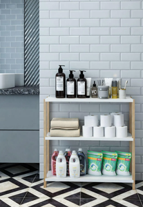 3-Tier Wooden Shelf <b>Unit</b> Multi-Purpose Bathroom & <b>Kitchen</b> Shelf Decorative Organizer - Product Image 5