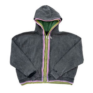 เสื้อมีฮู้ดสำหรับผู้ชายโอเวอร์ไซส์แบบสามชั้นซิปบ็อกซี่ทรงโอเวอร์ไซส์ - Product Image 6