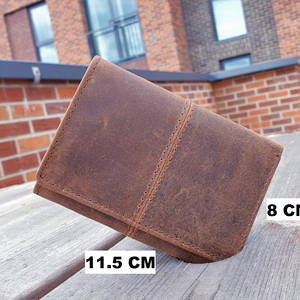 Portefeuille à trois volets en cuir de cheval fou véritable fait à la main pour hommes sac à main en peau de vache sûr RFID Vintage LTW-0145 mince - Product Image 1