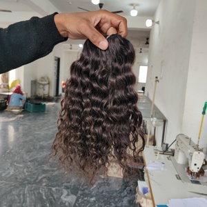 Cheveux humains naturels, double trame, non traités, tissage bouclé, mèches indiennes de temple, cuticules alignées, noir, qualité Remy, faciles à coiffer - Product Image 1