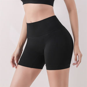 Trois quarts Fitness Yoga Shorts haute mat Nylon trois sections taille froncé hanche-levage sans couture solide soutien-gorge ensemble respirant - Product Image 6