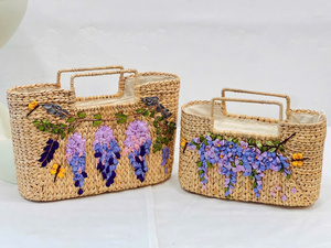 กระเป๋าสานสำหรับผู้หญิงทำด้วยมือสำหรับผู้หญิงกระเป๋าสานจากน้ำธรรมชาติของ100% โรงงานในเวียดนาม - Product Image 4