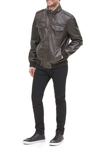 Chaqueta de cuero marrón de moda de alta calidad para hombres-Chaquetas de cuero de piel de cordero real para hombres - Product Image 3
