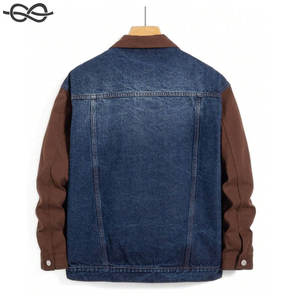 Venta caliente de los hombres de un solo pecho chaqueta de mezclilla 100% algodón único diseñado empalme diario Casual prendas de vestir exteriores de moda versátil - Product Image 4