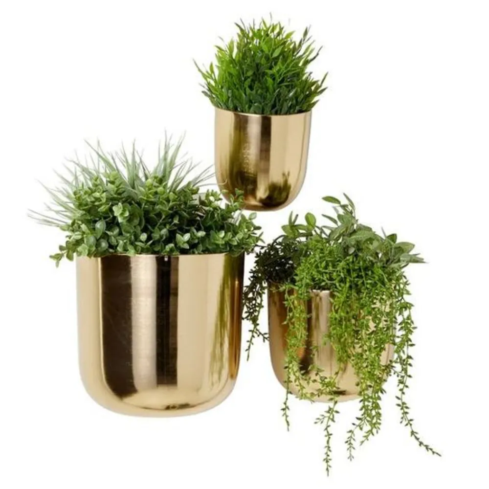 Premium Quality Home Decoration Gold Metal Indoor Outdoor Floating Wall Planter Plants Herbs Pot Container In Low Price