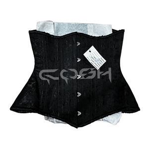ผู้ผลิตชุดคอร์เซ็ทแฟชั่นแบบกอธิคสีดำผ้าไหมยกดอก พร้อมโครงเหล็กเสริมความแข็งแรงและตัวล็อคเหล็ก โดย Cosh International - Product Image 3