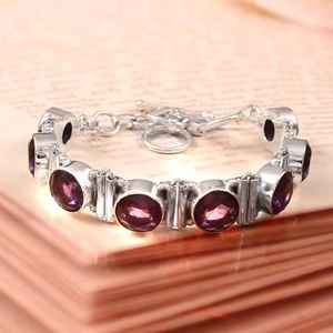 Bracelet chaîne en améthyste, argent sterling 925, bracelet à fermoir réglable, bijoux faits à la main, fournisseur en gros - Product Image 2