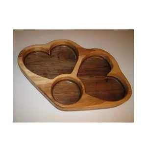 Divided Serving Trays & Platters Wooden Diet Dish Platter Cracker Appetizer Plate Perfect Valentine Day Gift