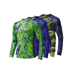 Nouveauté matériel personnalisé UV UPF50 + vêtements de pêche évacuant l'humidité à manches longues t-shirts de pêche maillot d'impression par sublimation - Product Image 1