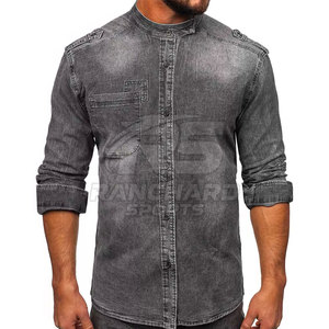 เสื้อยีนส์ผ้าคอตตอนเนื้อนุ่มสำหรับผู้ชายเสื้อเชิ้ตลำลองใส่ได้ทุกวันเสื้อยีนส์แฟชั่นแนวสตรีทแบบสลิมฟิต - Product Image 4