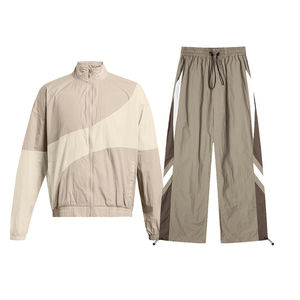 Ensemble coupe-vent pour homme, manches longues et coupe-vent court à blocs de couleur, ensemble de vêtements d'extérieur unisexe - Product Image 1