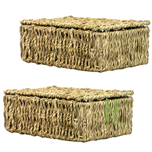 Set of 4 Natural Seagrass Storage <b>Baskets</b> Rectangle-Shaped Woven Storage <b>Baskets</b> for Kitchen <b>Bathroom</b> Picnic-OEM From Vietnam - Product Image 4