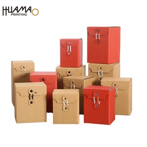 Boîte cadeau kraft pliable avec fermeture à cordon, emballage en papier pour artisanat fait main, ornements et cadeaux. - Product Image 3