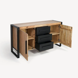 Buffet moderne industriel en bois à 2 portes Liverpool pour salon et chambre à coucher - Product Image 3