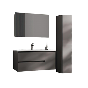 Meuble de salle de bain européen écologique résistant à l'eau pour hôtel, vente en gros, 1200 mm, armoire MFC, tiroir DTC, lavabo monobloc brillant - Product Image 1