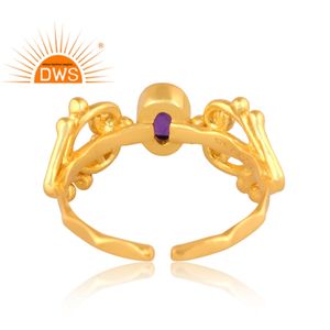 Anillo de piedras preciosas de amatista natural chapado en oro de 18 quilates de plata de ley más vendido, fabricante de joyería fina Demi - Product Image 4
