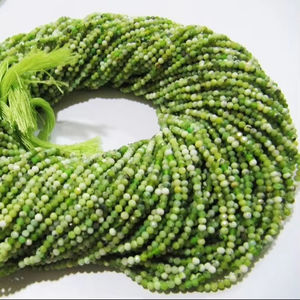 Perles rondes facettées en opale verte naturelle de haute qualité Eminent Jewel Bd620, taille 2 mm, longueur 13 pouces, pour la fabrication de bijoux - Product Image 1