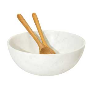 Ensaladera de resina con aspecto de mármol de nuevo diseño del fabricante, cubiertos de estilo minimalista hechos a mano, respetuosos con el medio ambiente para servir alimentos - Product Image 4