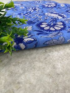 ชุดเดรสผ้าฝ้ายสำหรับเด็กผ้าฝ้ายพิมพ์ลายดอกไม้สีน้ำเงินลายดอกไม้สำหรับเดรสอินเดียพิมพ์ด้วยมือ - Product Image 5