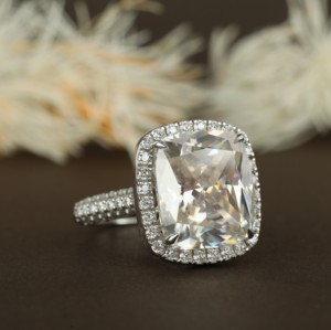 Moissanite coupe coussin diamants originaux en vvs1 clarté avec argent 925 10K 14k 18k bagues de fiançailles en or pour les femmes - Product Image 3