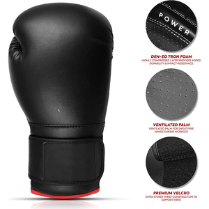Guantes de Boxeo Profesionales de Cuero, Equipo de Entrenamiento Físico, Transpirables, Sensación Suave, Cierre de Gancho y Bucle, Correa de Muñeca Ajustable - Product Image 4