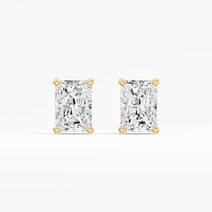 Boucles d'oreilles clous solitaires classiques tendance pour femme, avec diamant de laboratoire taille radiant de 1,47 carat, plaqué rhodium, or 14K 18K, vente en gros - Product Image 5
