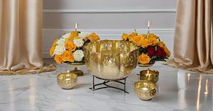 Floral Urli Bowl Stand Home Decor <b>Table</b> Vase Floating Flowers Candles for <b>Small</b> Office Wedding Pooja Entrance Decoration Model - Product Image 2