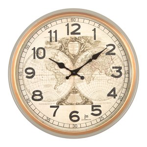 นาฬิกาแขวนผนังรูปแผนที่โลก JUSTAMINUTE สีเบจ ขนาด 30 ซม. รุ่น 21559 - Product Image 1