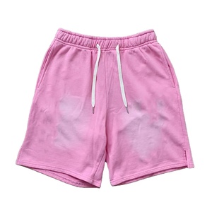 กางเกงขาสั้นยีนส์ฟอกสีสไตล์สตรีทแวร์ผ้าคอตตอนเทอร์รี่สีซีดแบบวินเทจ - Product Image 1