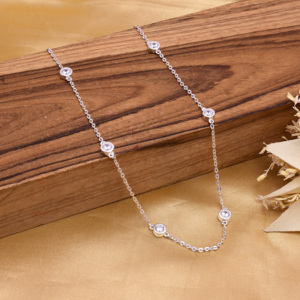 925สเตอร์ลิงเงินแบบคลาสสิกประดับด้วยเพทายสร้อยคอโซ่ชุบทองคุณภาพดีเยี่ยมเครื่องประดับสำหรับงานแต่งงาน - Product Image 4