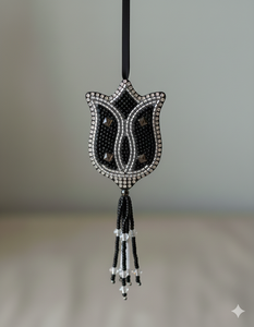 Porte-clés en perles jaunes et vertes, broderie de perles, broderie de perles de rocaille, breloques pour sacs avec motif de festival, porte-clés - Product Image 3