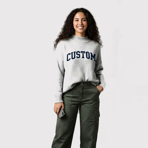 Sudadera de invierno personalizada con cuello falso, logotipo bordado impreso, ropa de calle de gran tamaño de lana de algodón para hombres y mujeres - Product Image 1