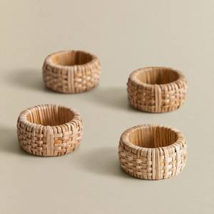 Ensemble de 4 ronds de serviette en rotin de Style rustique tressé à la main rond de serviette en rotin naturel pour la décoration de Table - Product Image 2