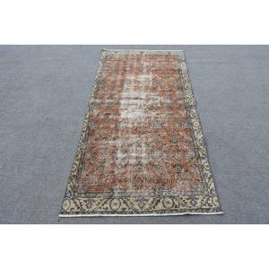 Alfombra de lana Vintage, color rojo y beige, 3,2x6,4 pies, estilo Kilim, alfombras rectangulares de área grande turca, respaldo de látex abstracto para pasillo de 10mm - Product Image 1