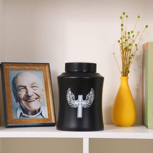 Urnas de árbol de la vida para cenizas humanas-Urnas de cremación para adultos para urnas funerarias, funerarias o cruzadas en el hogar (160 pulgadas cúbicas negras (Cruz) - Product Image 5