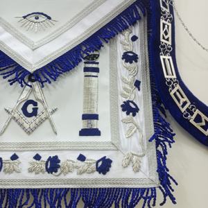 TABLIER MASONIC REGALIA MASTER MASON AVEC COLLIER ENTIÈREMENT EMBROIDERY-HSE À LA MAIN - Product Image 6